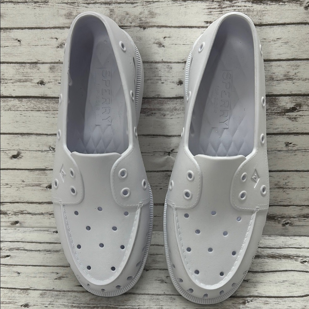 Sperry White Perforated Top- Sider Slip-On Shoes Women's Size 11